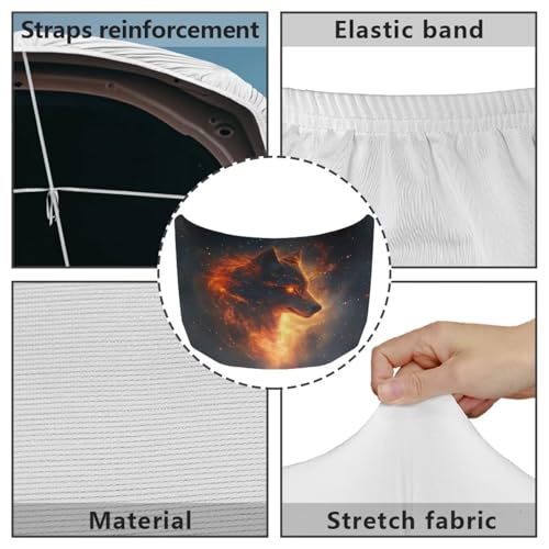 Image of Car Hood Cover,Men Outdoor Car Hood Cover Protector Suitable Most Automotive Sedans Trucks Pickup Sports Cars,Car Accessories Wolf Fire Print