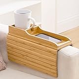 GEHE Couch Cup Holder, Anti Falling Couch Drink Holder, Natural Bamboo Sofa Cup Holder Armrest Tray,...