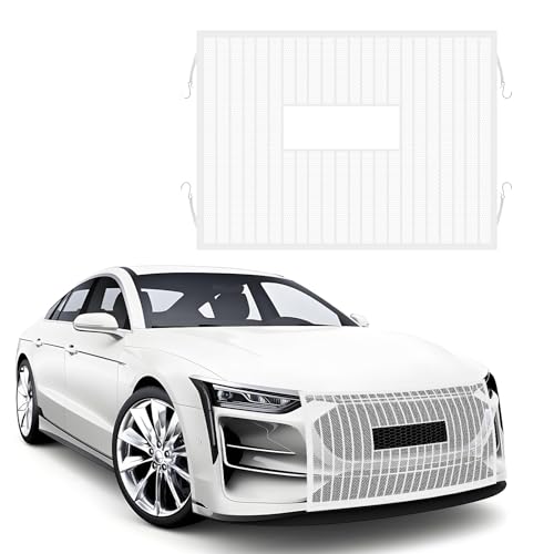 Image of Wuyaoyao Car Grille Protection Net, 39.4 inchx31.5 inch High-Density Front Grill Air Intake Mesh Dustproof Net with Hooks, Car Grill Mesh Blocks Stones Leaves Dirt, Universal Car Accessories (Opening: White)