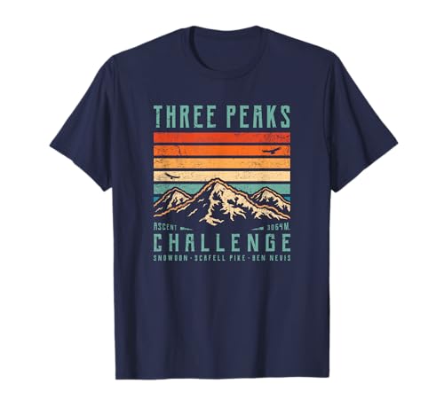 Three Peaks Challenge Retro National 3 Peak Vintage Mountain T-Shirt