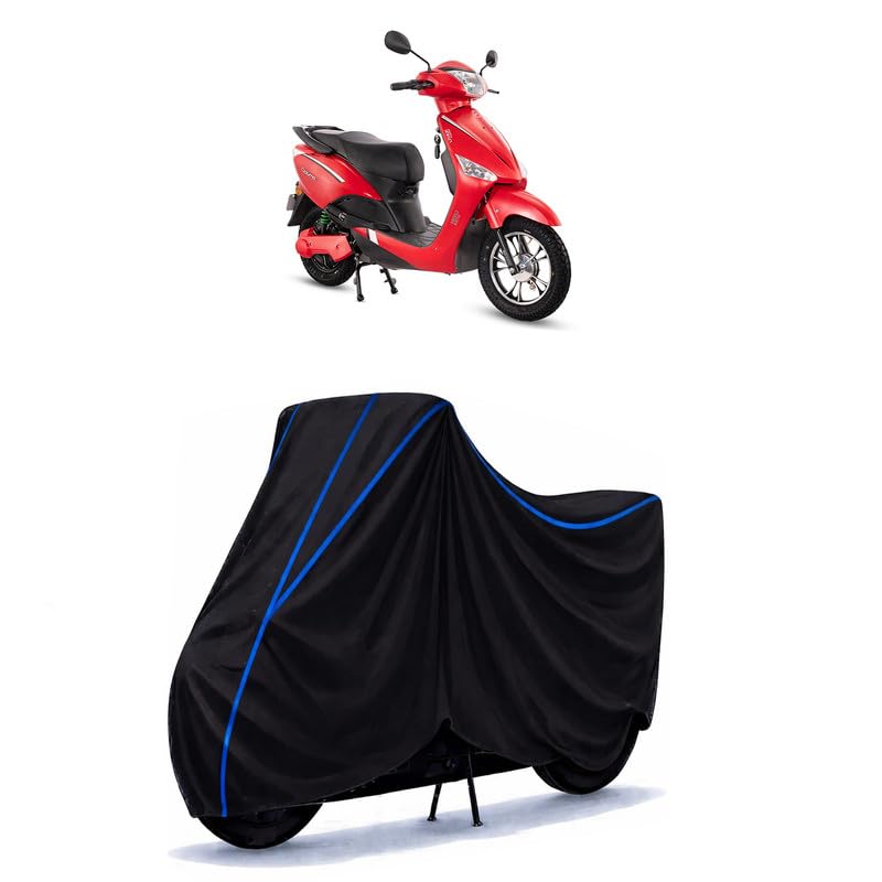 Image of Scooty Cover Water Resistant for Optima CX 2.0 | Universal Scooter & Bike Cover | Heavy Duty UV Dust, Rain & Scratch Protection | Elastic Fit All Weather Indoor Outdoor | Black with Blue Piping