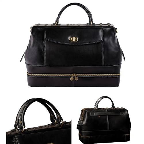 Image of Time Resistance Leather Doctor Bag Purse - Medical Briefcase - Vintage Handbag Handmade in Italy
