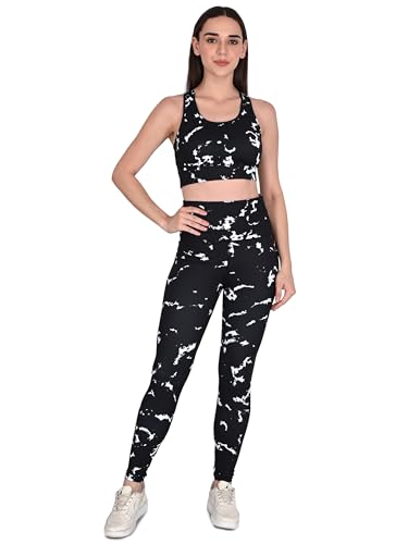 Image of SSoShHub Tights Top High Waist Stretchable Gym Tights and CropTop Bra Gym wear /Active Wear Tights Yoga Pants Zumba /Dance Womens Workout Tights and Top Stretchable Workout set