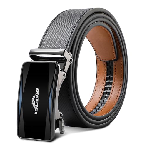 Mens Belt Leather Ratchet Belt for Men with Adjustable Buckle for Work Business and Casual, Trim to Fit