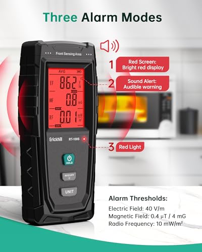 Image of ERICKHILL 3 in 1 EMF Detector, Rechargeable EF, RF, MF, WiFi,5G Detector | Electromagnetic Field Radiation Detector,Triple Alarm Modes, Type-C Charging, For Home, Office and Paranormal Investigation