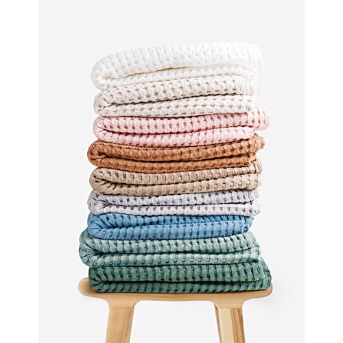Image of Konssy Waffle Baby Blanket for Boys & Girls, Soft Newborn Swaddle Blanket | Waffle Knit, Cozy Crib Blanket Neutral for Nursery, Stroller & Toddler Bed, Machine Washable, 47 inch x 33 inch(Blue)