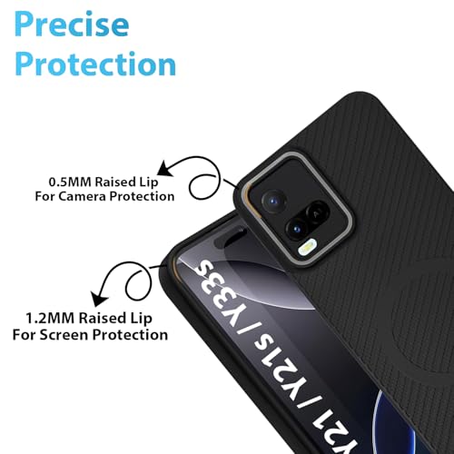 Image of LIRAMARK Rugged Carbon Fibre TPU Armor Silicone Back Cover Case for Vivo Y21 / Y21s / Y33s