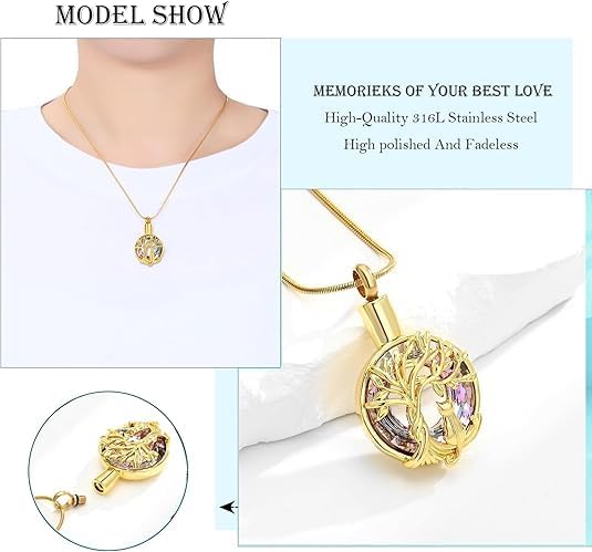 Hearbeingt Cremation Jewelry Urn Necklace for Ashes for Pet Paw Print Keepsake Urn Necklace for Dog Cat Ashes Memorial Locket Urn Necklace for Women Men - Image 4
