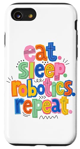 Eat Sleep Robotics Repeat �J���t�� �u���b�N STEM �X�}�z�P�[�X iPhone SE (2020) / 7 / 8 �p