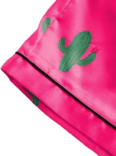 Remidoo Women's Short Sleeve Button Down Satin 2 Piece Pajama Set Sleepwear4