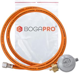 BOGAPRO Wąż do propanu i regulator ciśnienia gazu, 1/4" gwint lewy 150 cm, długość 150 cm worek foliowy