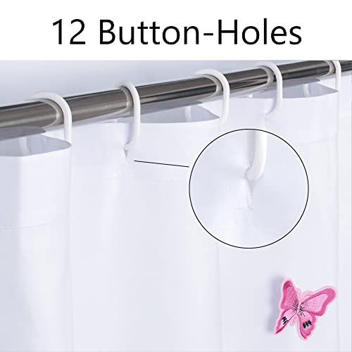 Dosly Idées Flowers Colorful White Shower Curtain With 12 Hooks For Bathroom,Embroidery Butterfly,Farmhouse,Country And Rustic Large Floral Curtains,72X72 Long #TOP2