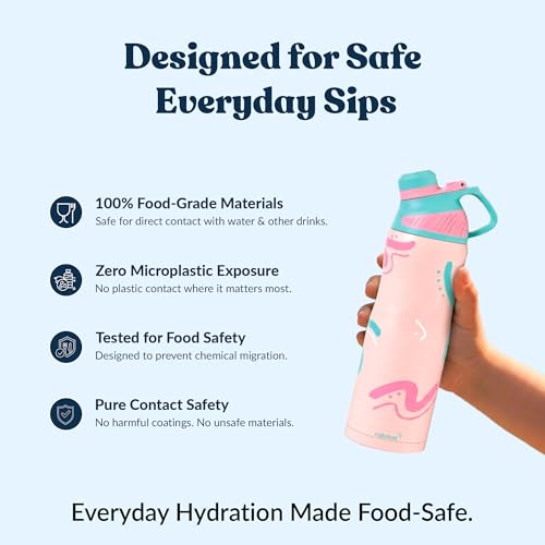 Image of Rabitat ZYLO Max Insulated Water Bottle for School Kids 750ml | Steel Water Bottle for Kids | Kids Water Bottle | 2 Year Brand Warranty | Hot & Cold Upto 24 Hours | School, Gym, Outdoor Pastle Splash