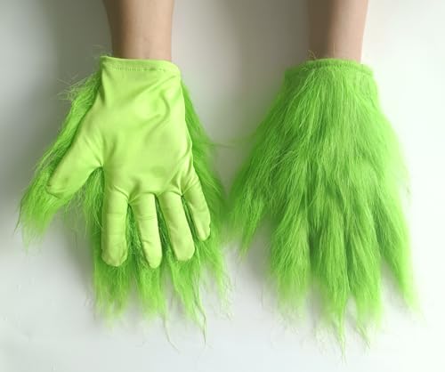 image for Fisemira Funny Green Gloves, Furry Hand Gloves Adults and Kids Playful