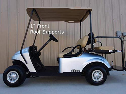 Tan Golf Cart Cover – Doorworks Hinged Door Golf Cart Enclosures – EZGO TXT 14+ (1" Front Roof Supports) Vinyl Cart Cover, Swinging Hard Doors, Fits Golf Bags, Utility Box or Rear Facing Seat - Thumbnail 3