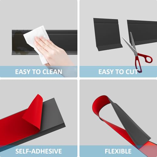 Image of Duzzy Flexible Baseboard Trim, 6 Inch(H) x 20 Feet(L) Peel and Stick Vinyl Baseboard Molding Trim, Self-Adhesive Wall Base Cove Base