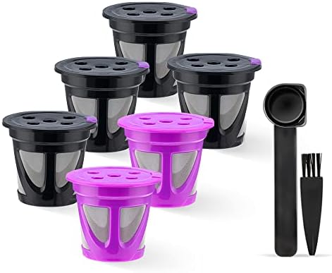 Refillable K Cups For Keurig K Supreme and K Supreme Plus, Reusable Coffee K-Cup Capsule Filter Pods Compatible With Keurig Coffee Maker K Coffee Machine Brewers, 4 Black 2 Purple