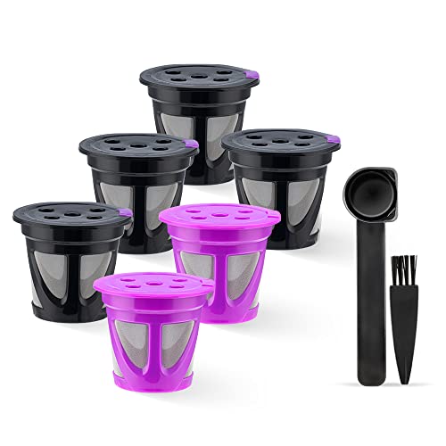Refillable K Cups For Keurig K Supreme And K Supreme Plus, Reusable Coffee K-Cup Capsule Filter Pods Compatible With Keurig Coffee Maker K Coffee Machine Brewers, 4 Black 2 Purple #TOP2