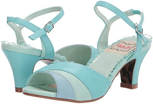 Bettie Page Women's Ankle Strap Sandal Heeled, Turquoise, 9 | Image 6