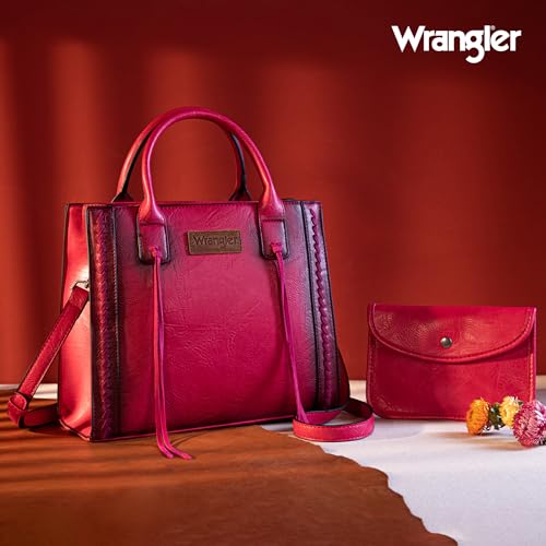 Image of Wrangler Tote Bag for Women Western Cowhide Purse and Wallet Set