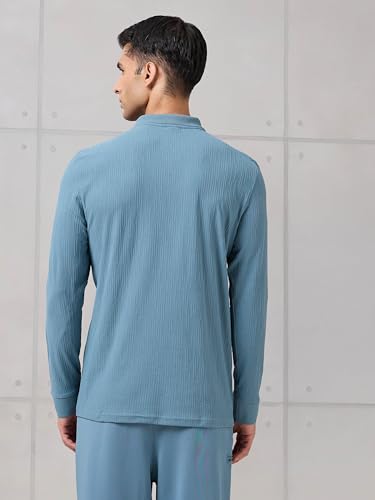 Image of TECHNOSPORT Men's Slim Fit Textured Active Out Full Sleeve T-Shirt for Gym, Sports & Regular Use
