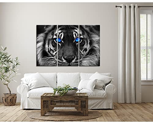 Arnlrdya Tiger Wall Art Tiger Blue Eyes Picture Printed On Canvas Wall Decor Paintings Black And White Tiger Decorations Posters Artwork Framed 3 Piece Ready To Hang(36''Wx24''H) #TOP2