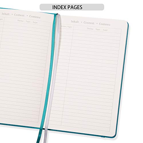 Bullet Dotted Journal - Index & Numbered Pages With Label, 5.25" X 8.25", Thick Paper With Inner Pocket & 2 Bookmarks, Dotted Grid Hard Cover Notebook, Faux Leather - Teal By Artfan #TOP1
