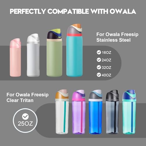 Ruzkq Replacement Lid for Owala, Compatible with Owala Cup 16oz 24oz 32oz 40oz, One Button Water Bottle Top Lid Replacement Accessory, Leakproof, BPA-Free (Ash White) - 1
