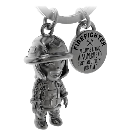 LANOLU Llavero bombero, regalo para hombres, amuleto de la suerte para bomberos, en metal, 43.75 cm³