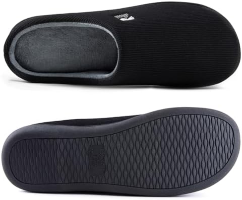 RockDove Men's Original Two-Tone Memory Foam Slipper, 9-10, Black/Grey - 2