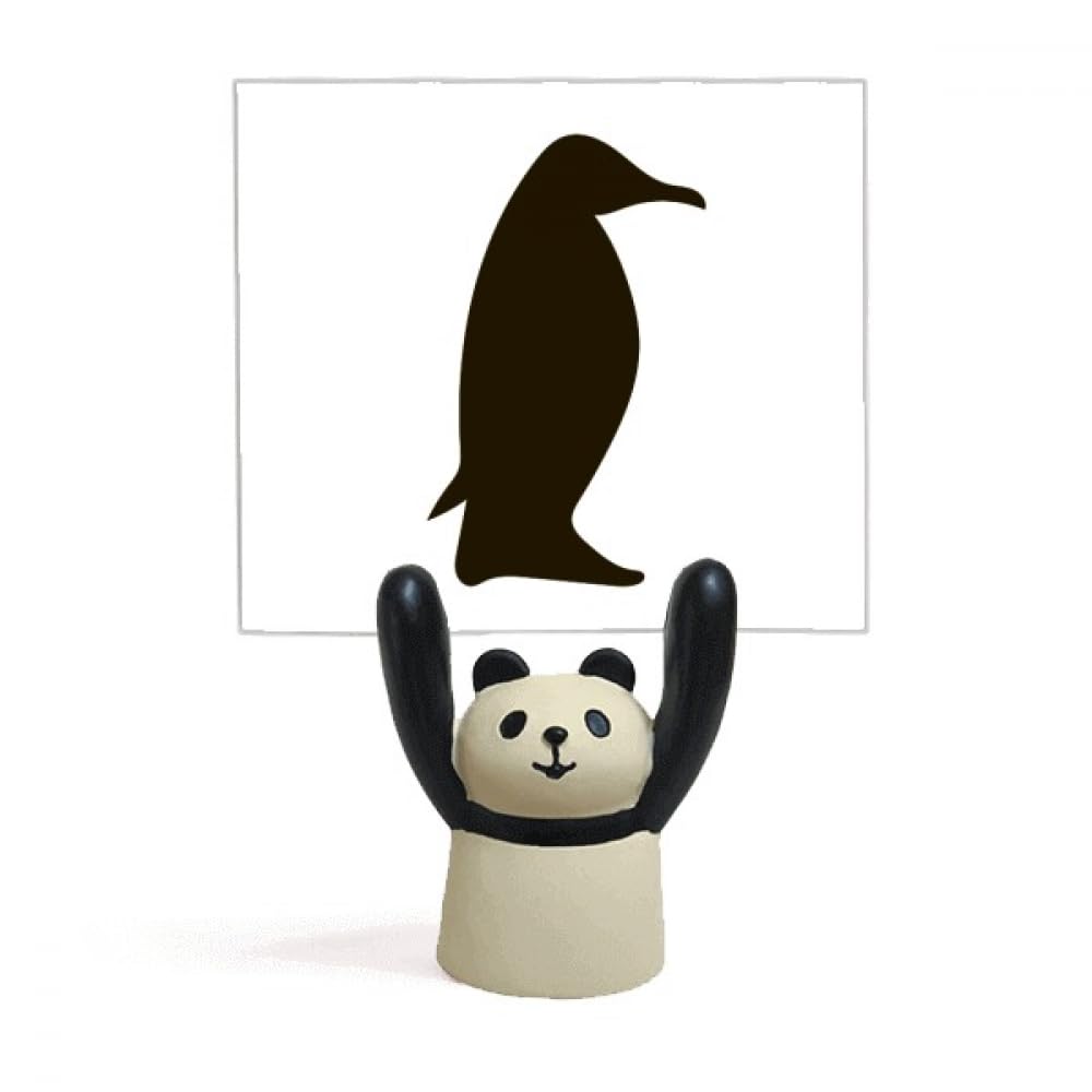 Porte-mémo noir pingouin support pince note et déco de table originale