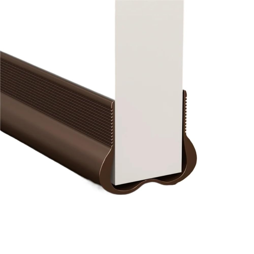 Flexible Door Bottom Sealing Strip, Soundproof Weather Stripping Draft Stopper Tape, Noise Insulation for Home Kitchen Bathroom(Brown)