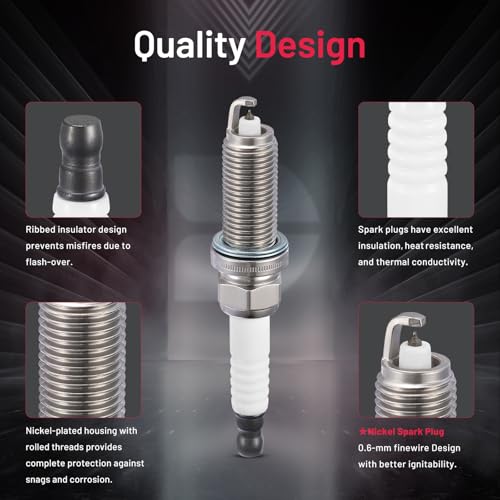 Image of BDFHYK 94702 Iridium Spark Plugs Compatible with Nissan Rogue 2014-2020 2.5L L4, 2013-2018 Altima 2.5L L4 Engines Replacement for DF6H-11A DF6H11A 1UXE18110 BY483DF6H0 Set of 4