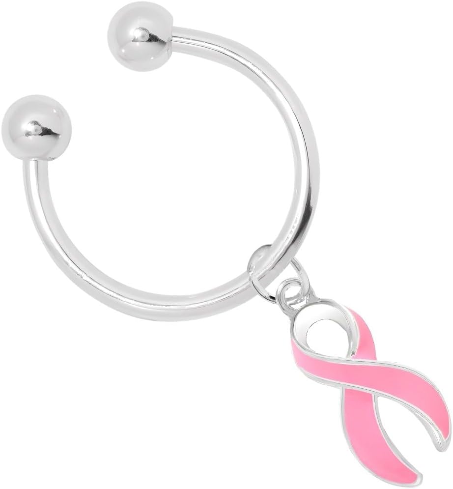 Bulk Pink Ribbon Keychains for Breast Cancer Awareness & Fundraising - Inspirational Gift for Hope & Support
