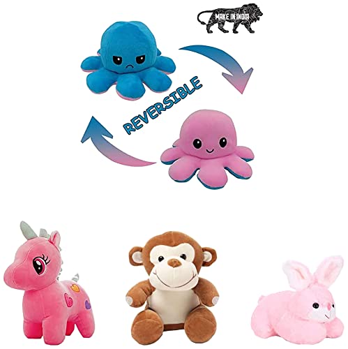 Image of Babique Octopus Sitting Plush Soft Toy+Unicorn Teddy Bear Plush Soft Toy+Monkey Plush Soft Toy+Rabbit Soft Toy-(Set of 4Toys)
