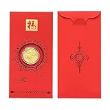 Sobre Rojo Chino - 2026 Souvenir De Moneda De Bendición,Moneda Coleccionable | Para Dinero En Efectivo Niño Niña Adulto Anciano Familia Amigo Celebración De Cumpleaños