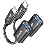 JSAUX USB C - USB アダプター [2 パック]、USB タイプ C オス - USB 3.0 メス OTG ケーブル Thunderbolt 3 に対応アダプター、MacBook Pro/Air 2019 2018 2017、Galaxy S23 S23+ Ultra Note 10 S9 対応 - ブラック