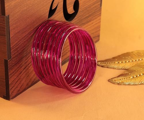 Image of ZULKA Designer Plain Glossy Glass Kada Set For Women & Girls With Diamond Cut Design | Fancy Designer Glass Bangles | Traditional Chudi | Kanch Ki Churi | Stylish Glass Kada For Wedding - Set Of 8