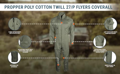 Propper Men's Poly Cotton Twill 27/P Flyers Coverall, Freedom Green