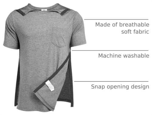 Image of Deyeek Men's Post Shoulder Surgery Shirts Soft Tear Away Short Sleeve Tops