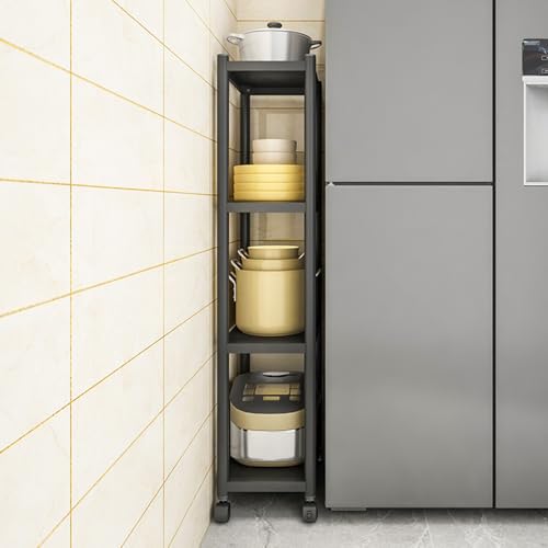 Wąski wózek kuchenny na kółkach – oszczędność miejsca, przenośne rozwiązanie do przechowywania do kuchni, łazienki i pralni (120 cm)