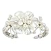 AeraVida Lily Elegance White Shell Mother of Pearl Bracelet-Cultured Freshwater Pearl Beaded Cuff