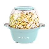 Nostalgia Electric Stirring Popcorn Maker – 2 Qt Capacity – Large Dual-Purpose Lid & Serving Bowl – Great for Gifts, Movie Nights, & Snacks – Aqua