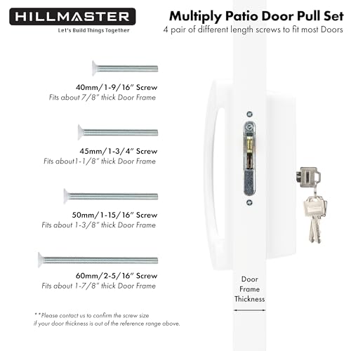 HILLMASTER Sliding Glass Door Handle with Mortise Lock and Key Cylinder,Patio Door Lock with Key Replacement Patio Door Handle Set Sliding Door Lock Fits 3-15/16" Screw Hole Spacing,Reversible Design by HILLMASTER - Image 4