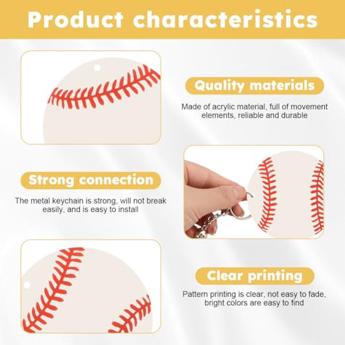 RVXlRDN 12 Sets Softball Acrylic Keychain Kit, DIY Name Baseball Key Chains with Tassel, Keychain Accessories for Baseball Sports Bag Charm Team Party Gifts, Softball Gifts(White)