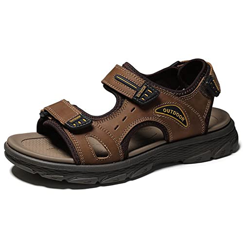 Men's Sandals Leather Open Toe Beach Sandal, Men's Sport Outdoor Hiking Sandals, Lightweight Trail Walking Casual Sandals Water Shoes