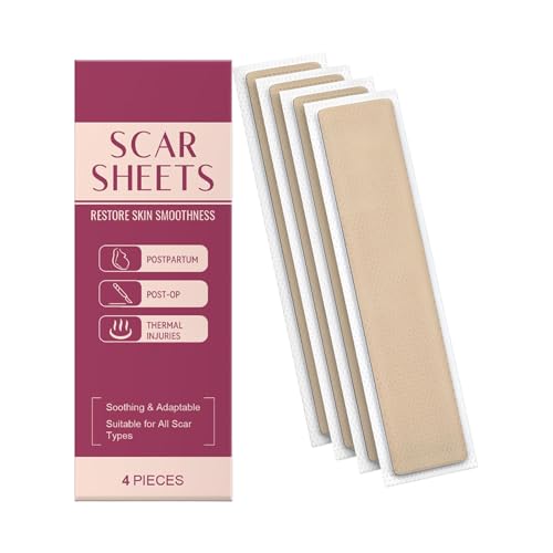 Aceirropy Láminas De Silicona Para Cicatrices - 4 Láminas Adhesivas Para Eliminar Cicatrices En La Cara,Tiras Regeneradoras Para Quemaduras Recuperación De Ampollas Y Granos Para Hombre Y Mujer