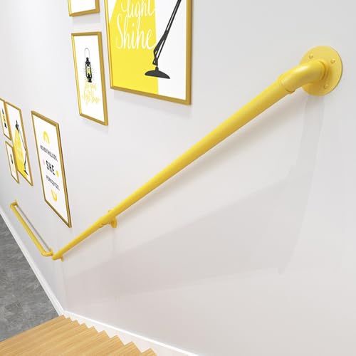 GSKDZG Metal Barandilla De Escalera De Hierro Forjado Pasamanos De Escalera Negro Industrial Barandilla De Seguridad Para Interiores Y Exteriores Redondo 1ft-20ft(Yellow,80cm)