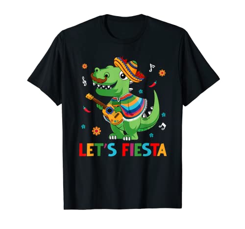 Lets Fiesta Cinco De Mayo Dinosaur T Rex Niños Niños Niños Camiseta
