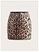 Verdusa Women's Leopard Print Sequin Mini Skirt Rave Party High Waist Bodycon Skirts Brown Large